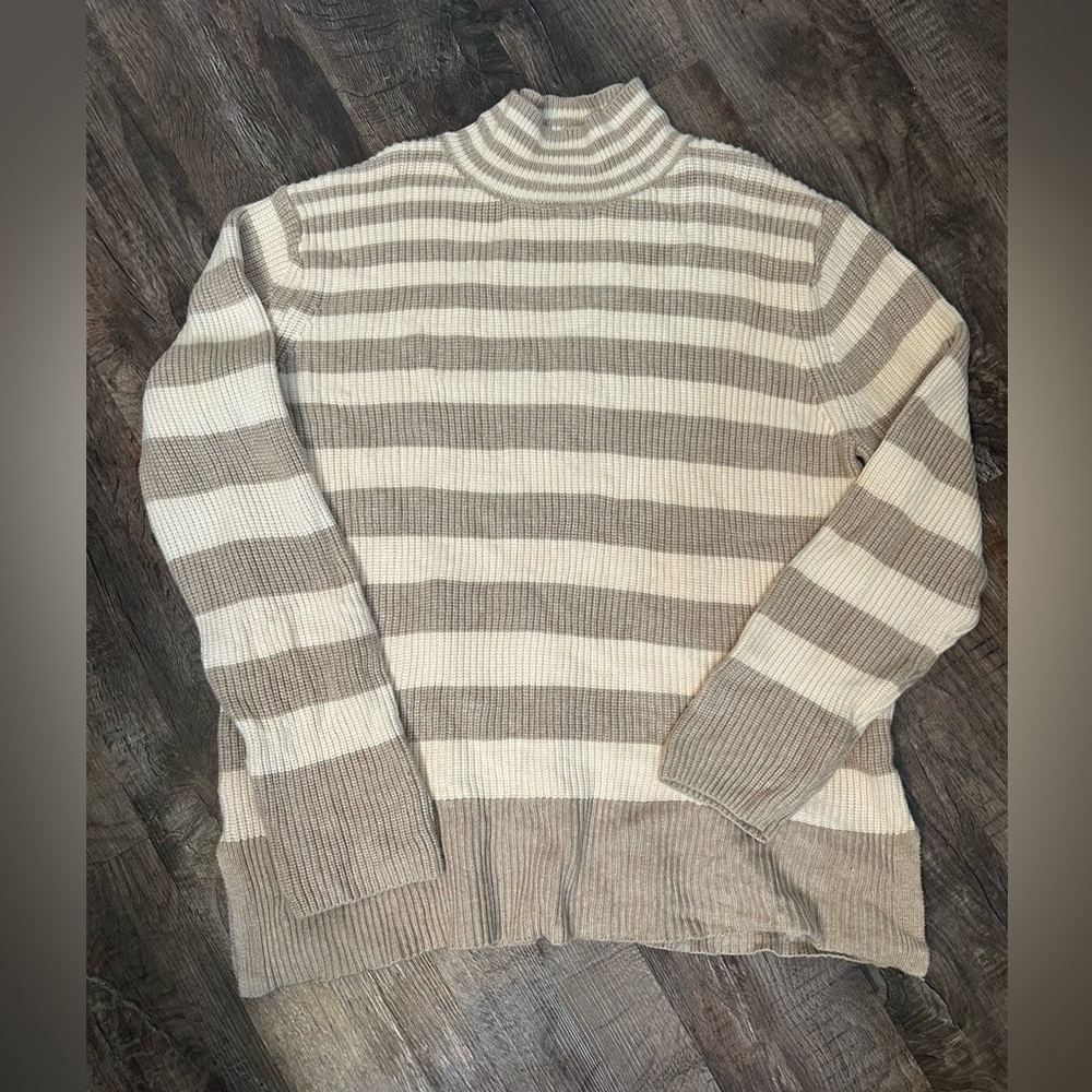 Industry Republic Striped Sweater Cowl Neck Cream Large